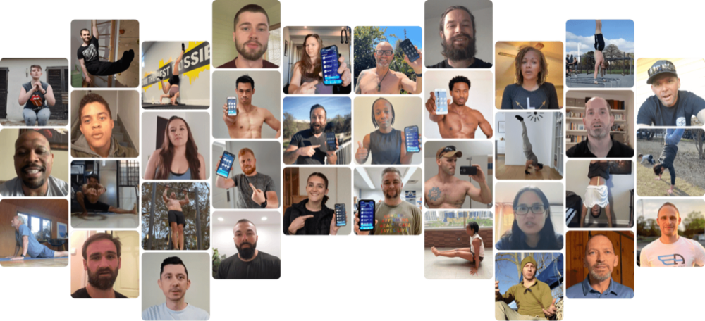 A wall of real Movement Athlete members training around the world